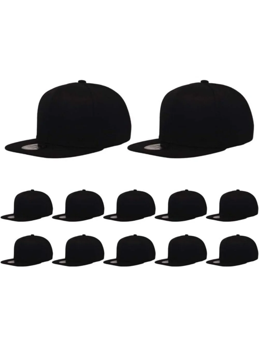 12 Pack Adjustable Flat Brim Snapback Baseball Caps - Blank & Versatile Style